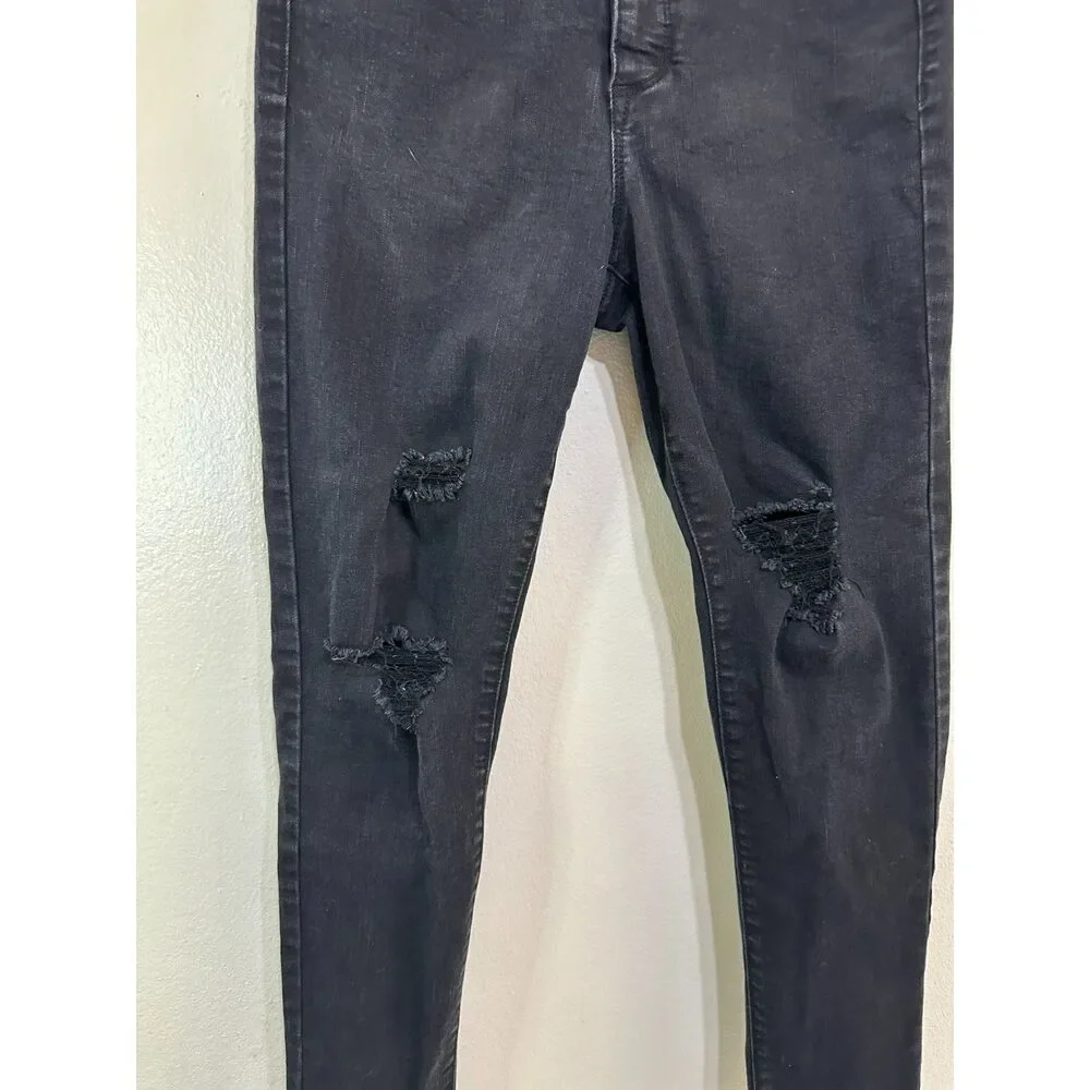 Sofia Vergara Women's Rosa Curvy Ankle Black Jeans Size 4 Distressed Button Fly - Picture 2 of 5